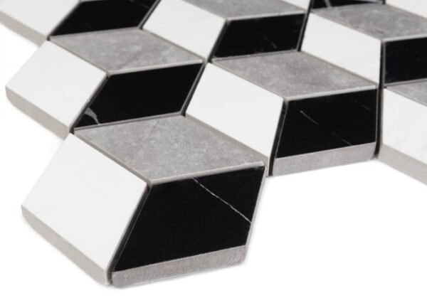 Carrelette Rosell Carrara GP en grès cérame noir et blanc