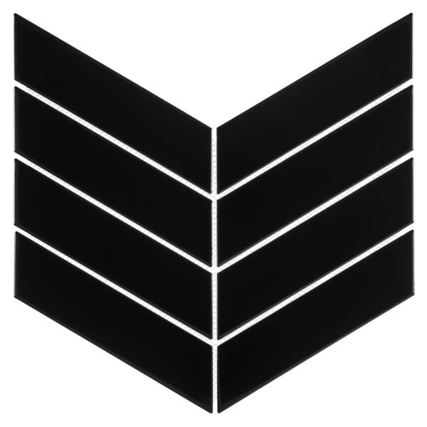Mosaïque grès cérame chevron royal noir brillant pour murs et sols