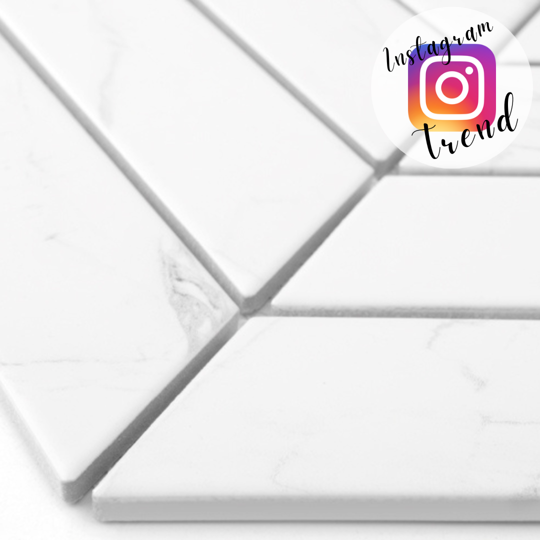 Mosaïque Porcelaine Chevron Blanc Matt