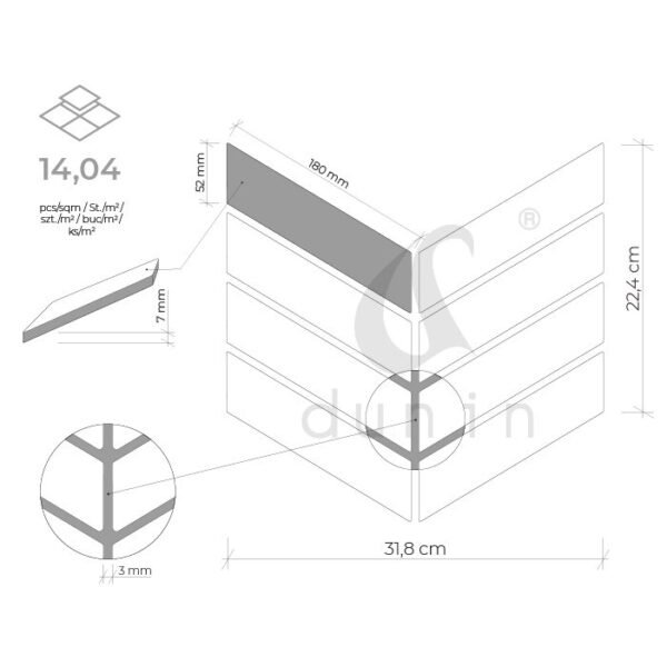 Royal-Chevron-White-Matt-wymiary-plastra-1.jpg Mosaïque en grés cérame blanc mat au motif chevron