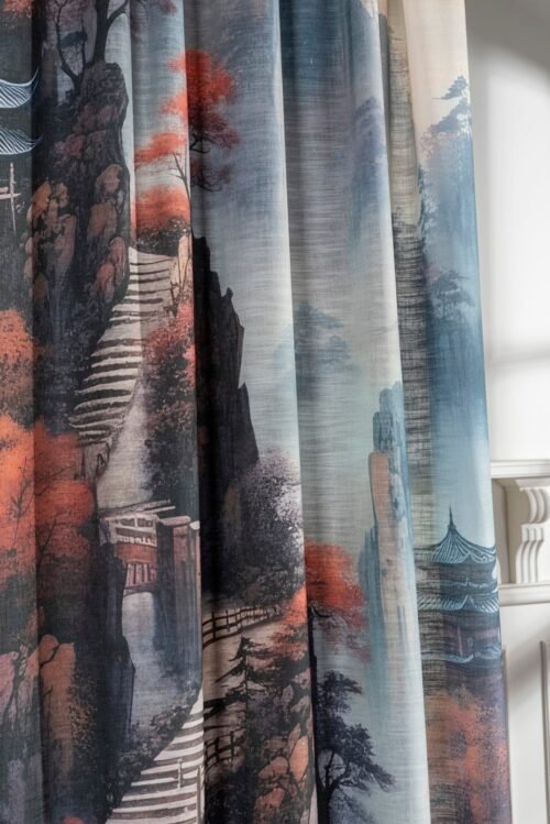 Rideau Sakura imprimé art 100% polyester 150 cm x 325 cm