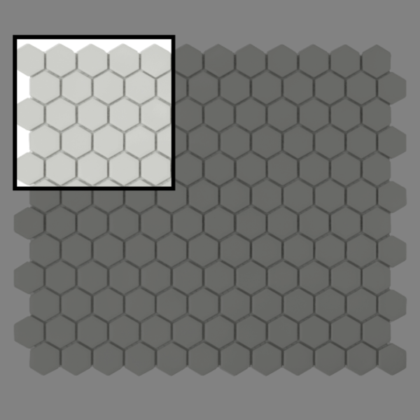 Échantillon de mosaïque hexagonale ash matt pour mur