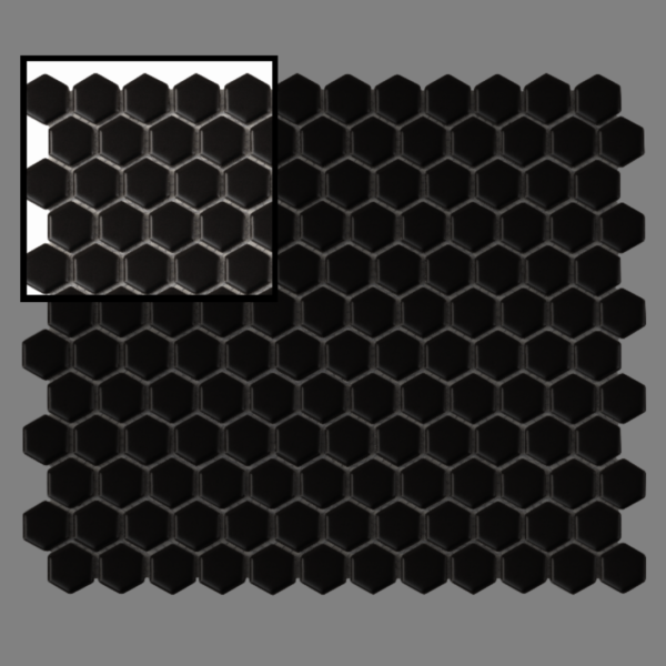 Échantillon mosaïque hexagonale noire mat pour mur