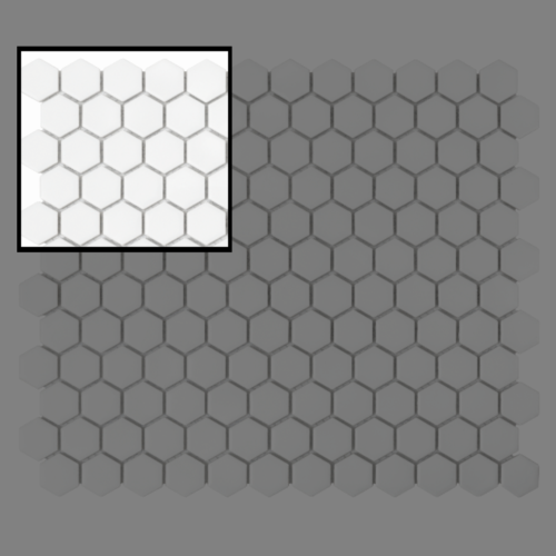 Échantillon de mosaïque hexagonale blanche mat pour carrelage mural