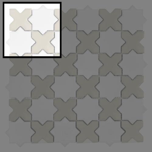 Échantillon de mosaïque carrelage mural Star&Cross White Mix mat