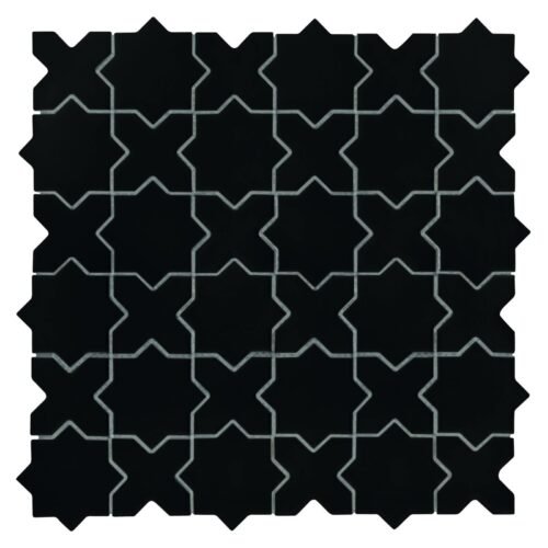Carrelage Star&Cross noir mat en grès cérame pour murs et sols
