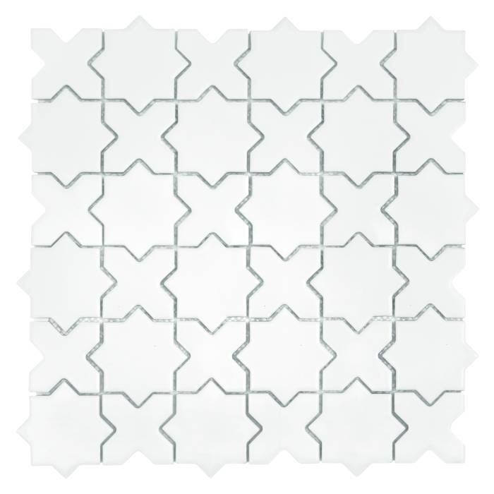 Carrelage Étoile et Croix Blanc mat