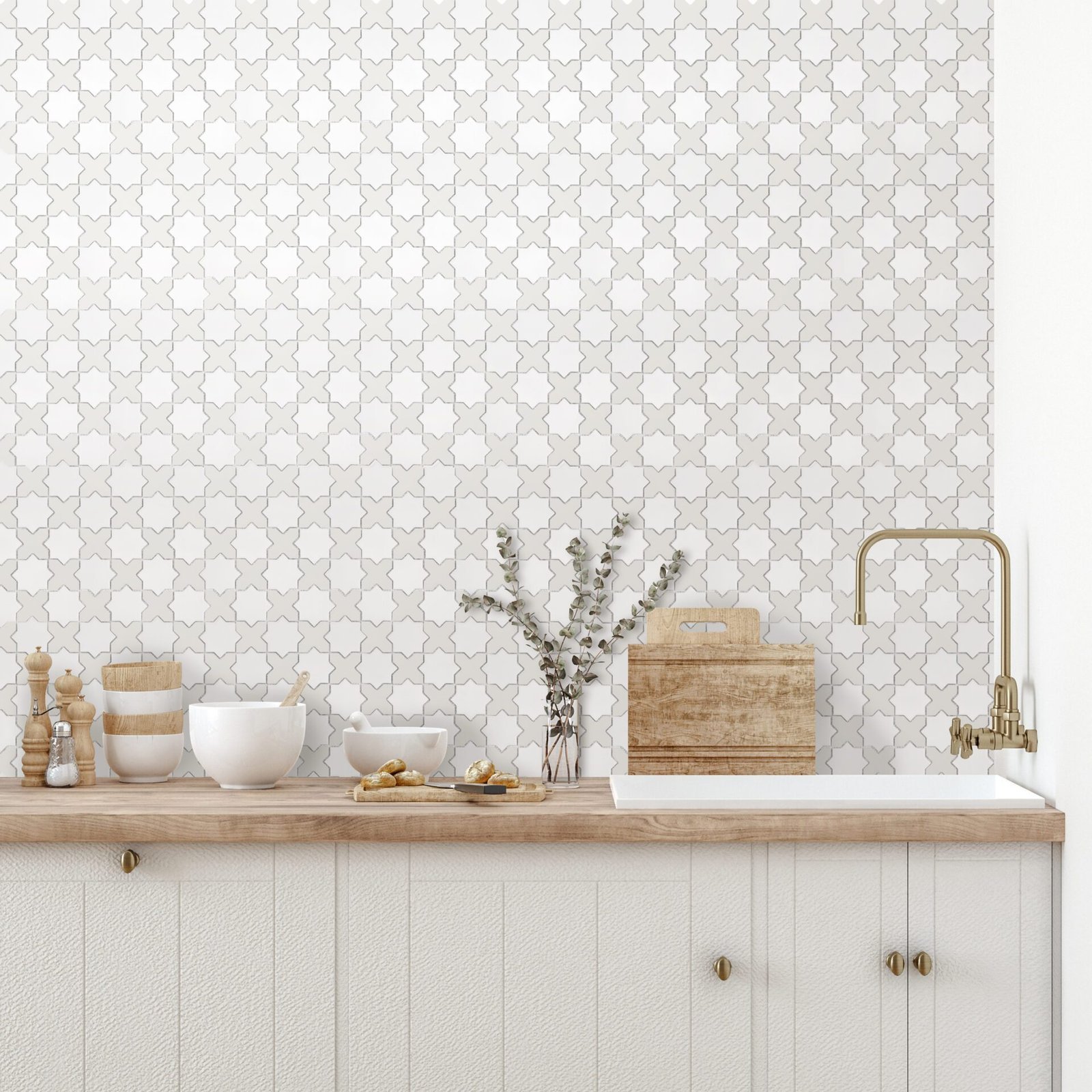 Carrelage Star&Cross Blanc Mix mat — vue ambiance