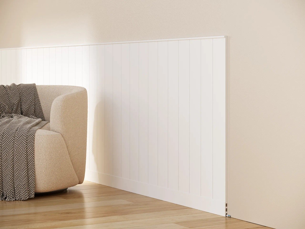 Moulure TP003P Satinée Premium – Profil semi‑circulaire élégant — vue ambiance