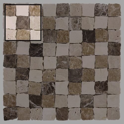 Échantillon de mosaïque travertine Bend Mix 32 finition mate