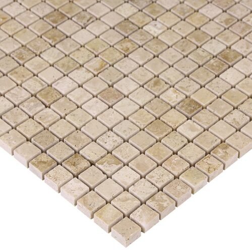 Mosaïque carrée en travertin naturel de 15 mm d’épaisseur
