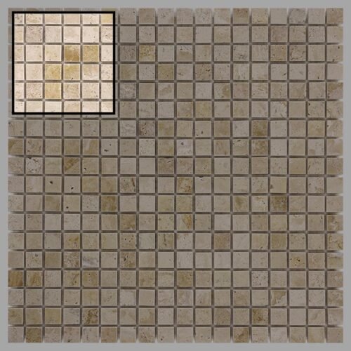Échantillon de mosaïque travertine cream 15 pour décoration murale