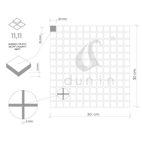 Mosaïque murale Vitrum Diamond Mix 131 en verre miroir argenté