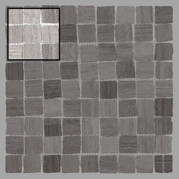 Échantillon de mosaïque Woodstone Grey Bend 32 Matt pour mur