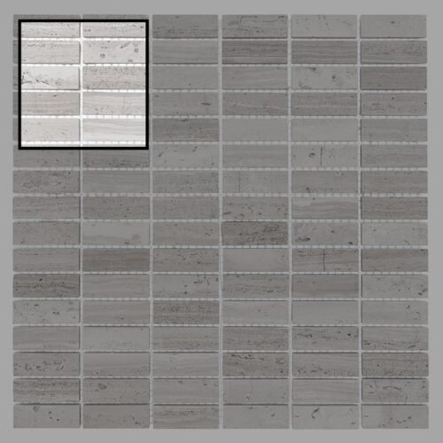 Échantillon Woodstone Grey Block 48 en mosaïque décorative murale