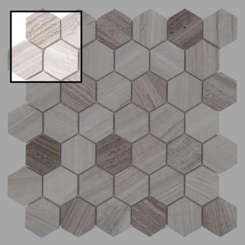 Échantillon carrelage hexagonal gris Woodstone 48