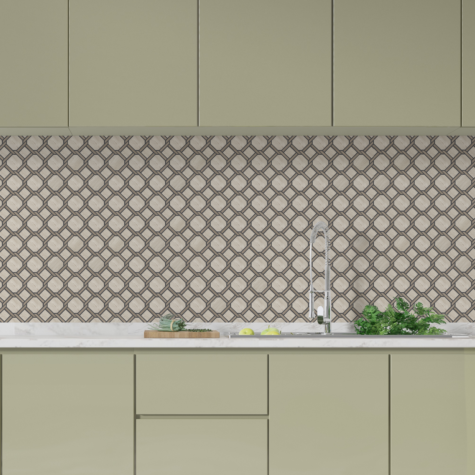 Mosaïque Nodum Gris Woodstone — vue ambiance