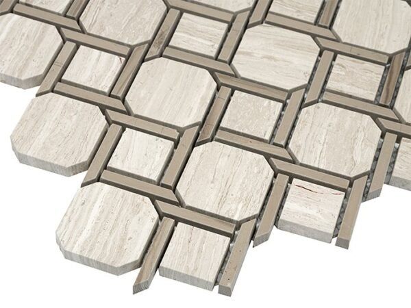 Mosaïque murale en marbre de Carrare gris Woodstone Nodum