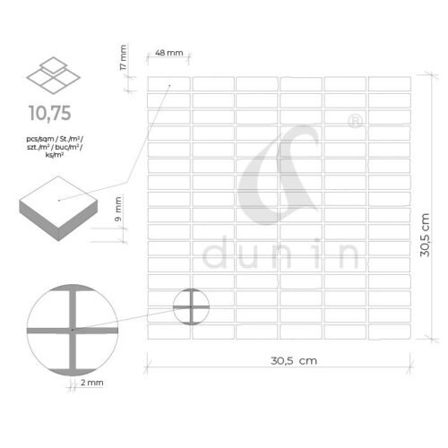 Carrelage marbre mosaïque Woodstone Grey Block Mix 48 posé sur sol