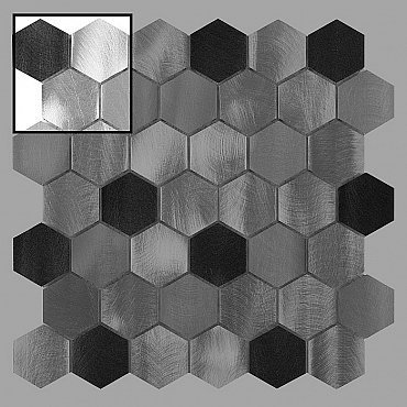Échantillon de mosaïque hexagonale Allumi Grey Mix 48