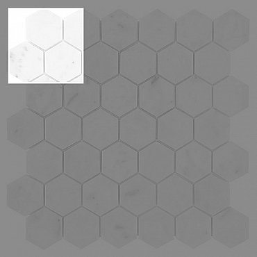 carrara-hexagon_sample_1-1.jpg Échantillon de mosaïque Carrara White Hexagon 48 en marbre blanc