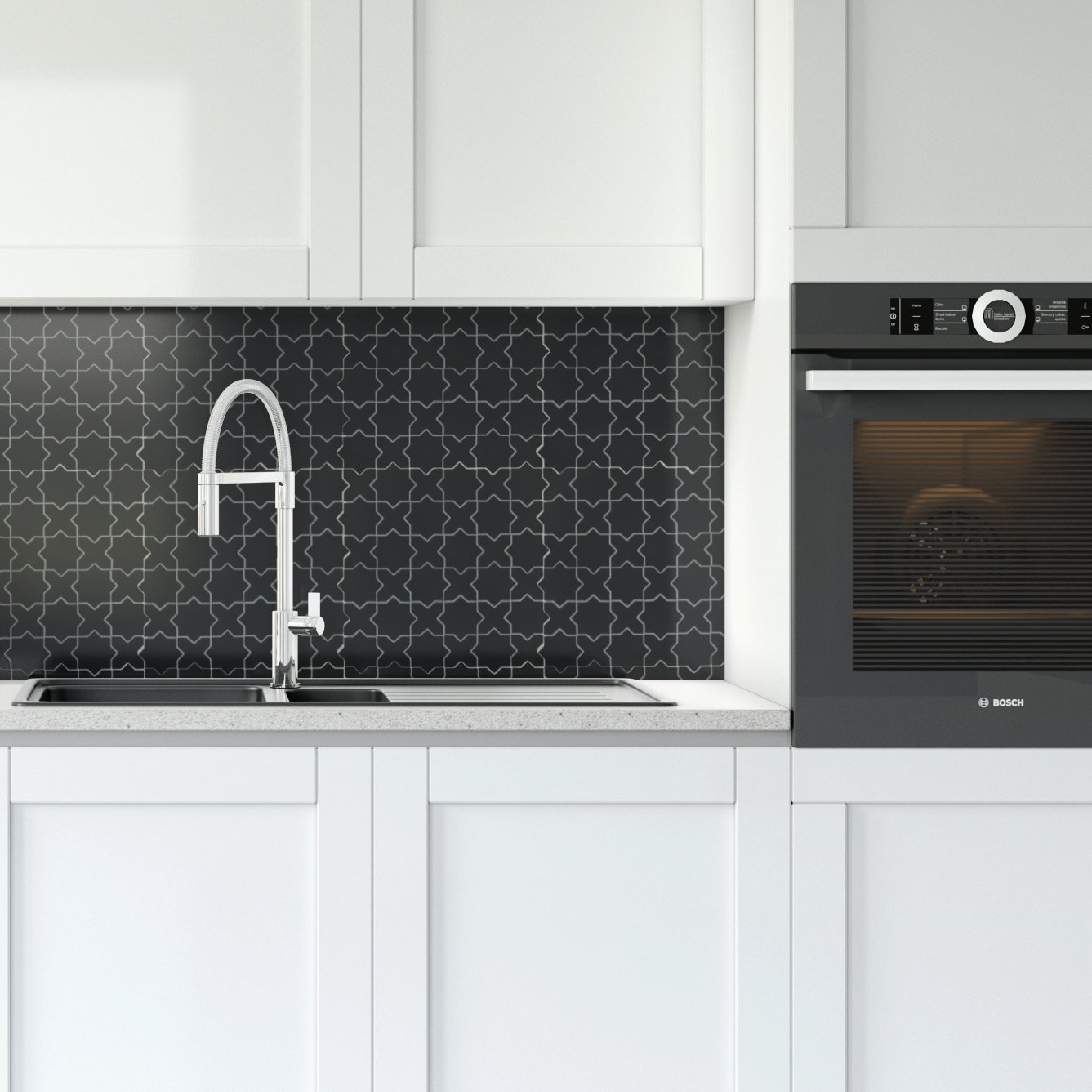 Carrelage Star&Croix Noir mat — vue ambiance