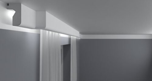 Cache tringle à rideau KS01 en polystyrène expansé avec éclairage LED