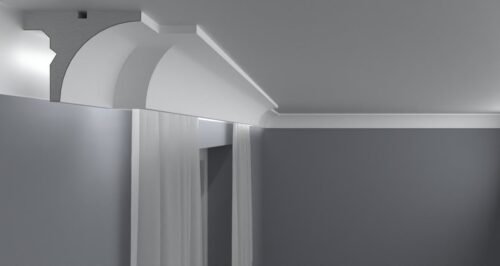 Cache tringle à rideau KS08 en polystyrène EPS 100 avec éclairage LED intégré