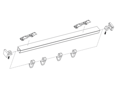 Ensemble de deux tringles en aluminium blanc avec épingles de fixation