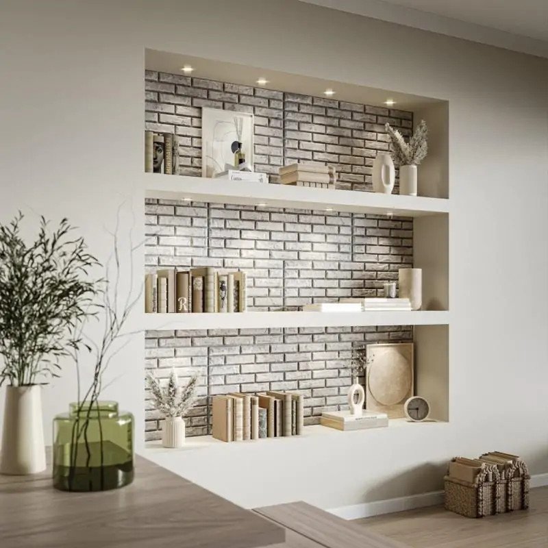 Panneau Mural Décoratif Brick Conctrete Gris 13m² - 26 pièces