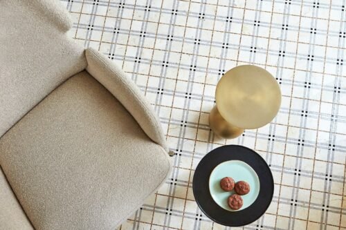Mosaïque en marbre beige avec motif tartan Carrare