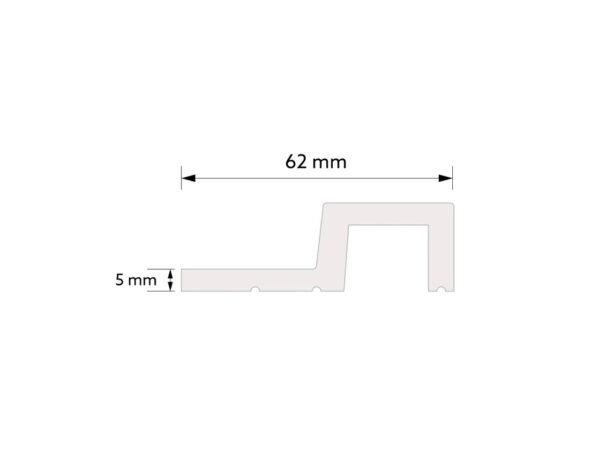 Extrémité droite de latte Chêne gris Largo L0303RT 200cm, vue latérale