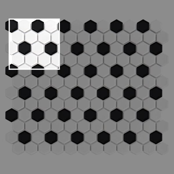 Échantillon mini hexagone B&W mix mat premium pour mur