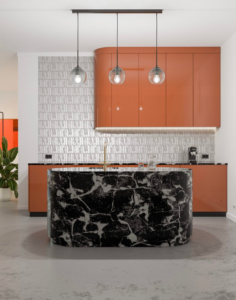 Mosaïque métallique mur cuisine