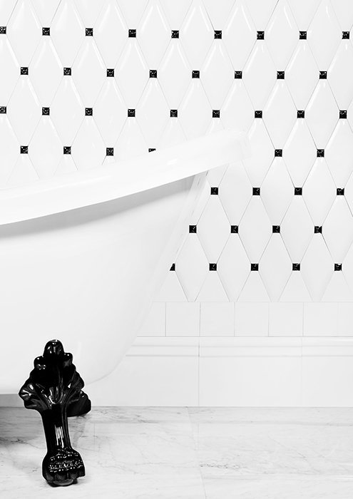 Demi-carreau Carat blanc et plat C-WH06, effet 3D décoratif pour intérieur, cuisines et salles de bains