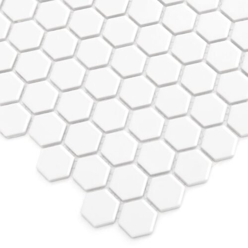 Mosaïque porcelaine hexagonale mini blanc pour mur et sol