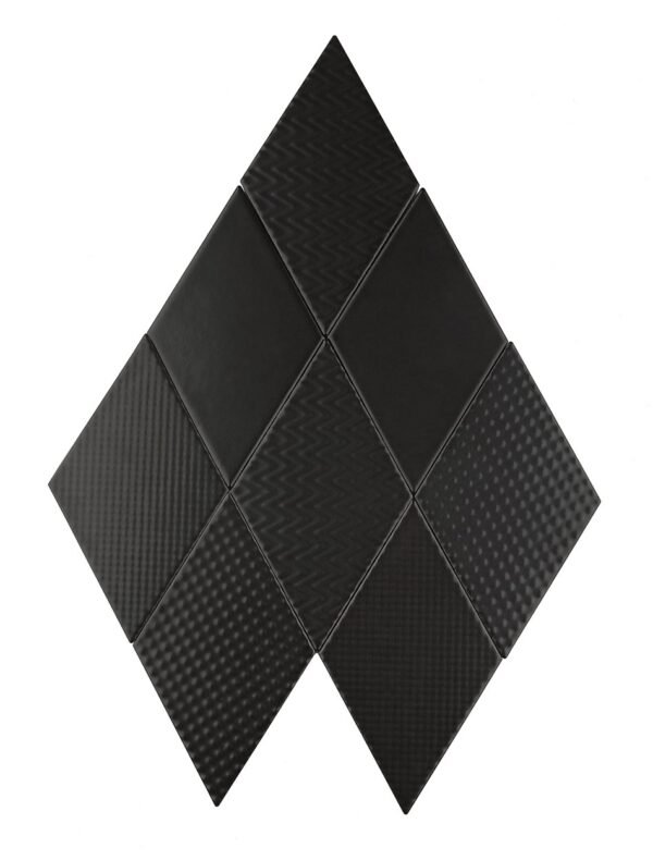 Carreau losange Rombic Noir 02 mat en porcelaine murale