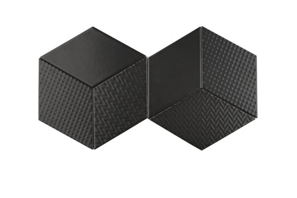 Carreau losange Rombic Noir 02 mat en porcelaine murale déco