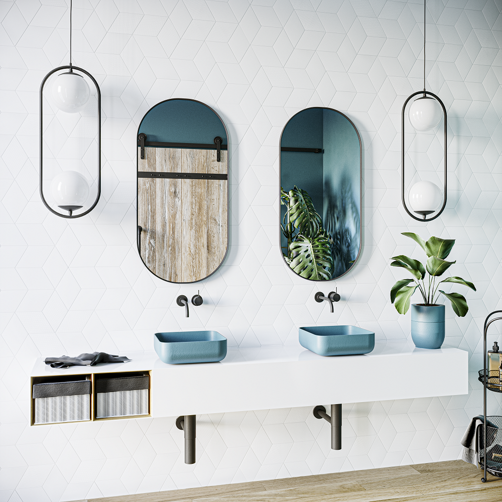 Carrelage mural Rombic Blanc 04 mat — vue ambiance
