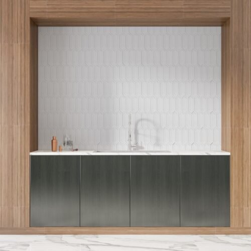 Carreau mural céramique Tritone Blanc 02, design 3D, cuisine salle de bain