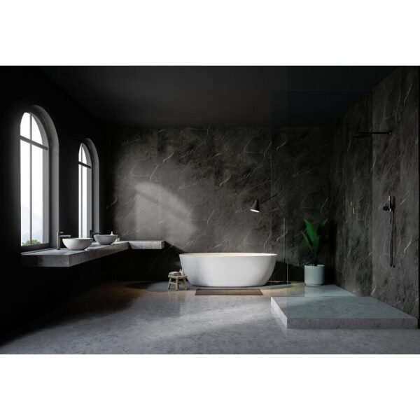 Panneau PVC mat imitation marbre noir veiné blanc 260x90 cm