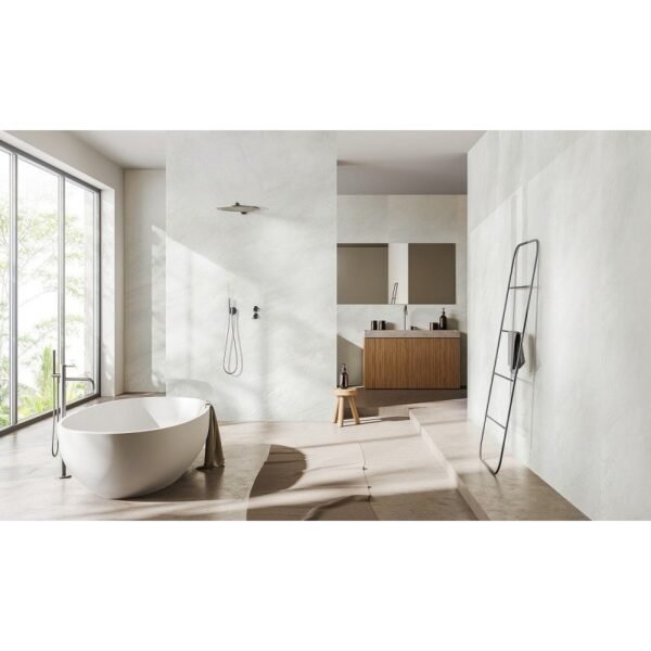 Panneau PVC étanche grand format B59 Derby Masiv XL brillant imitation pierre blanc cassé