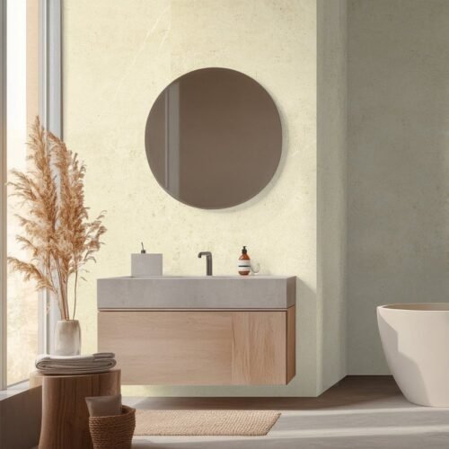 Tapis de sol étanche en carbone B15 Shine imitation marbre beige