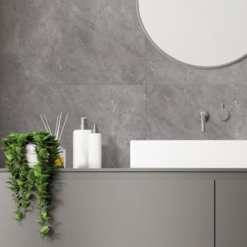 Dalle vinyle mat imitation marbre gris-brun 75x45 cm
