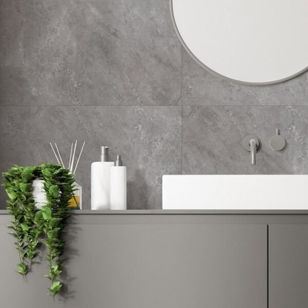 Dalle vinyle mat imitation marbre gris-brun 75x45 cm