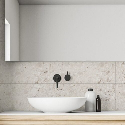 Dalles vinyle imperméables imitation marbre beige 75x45 cm