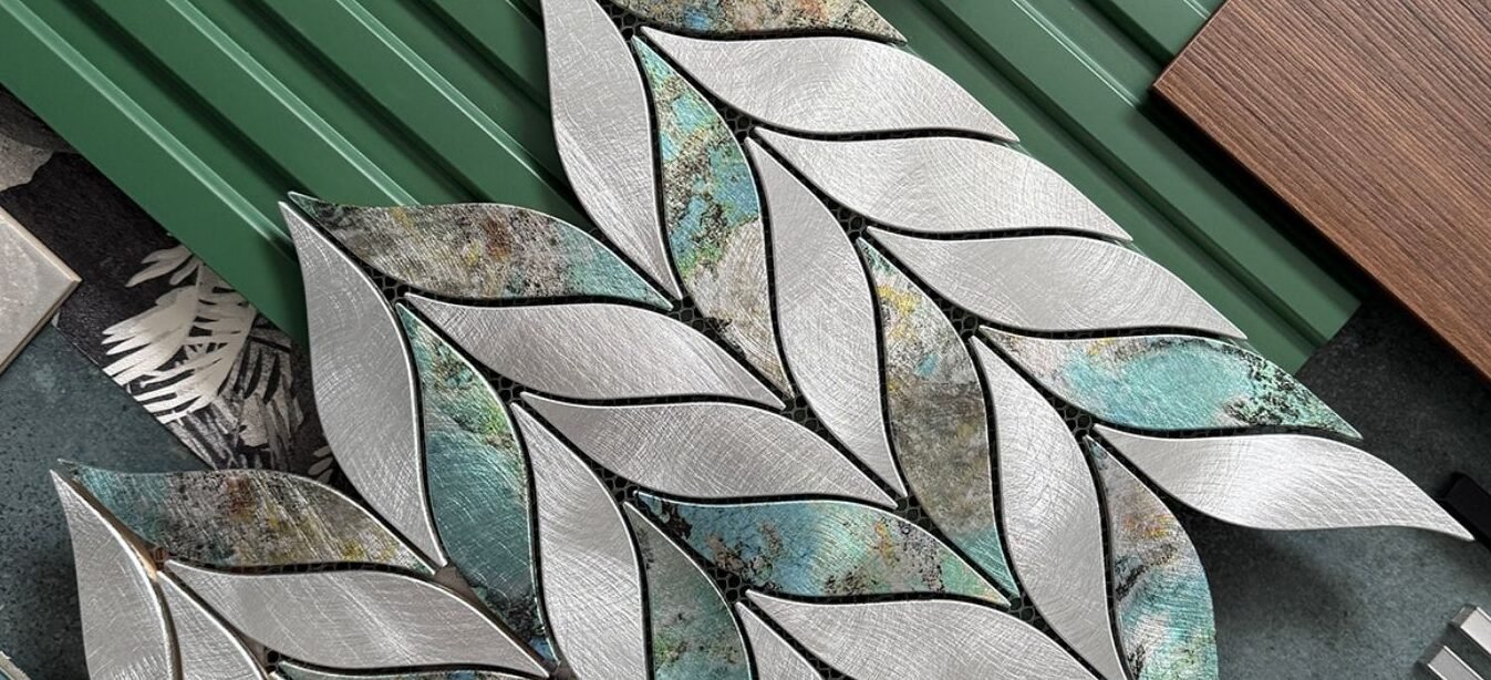 Mosaïque métallique design aluminium brossé intérieur moderne