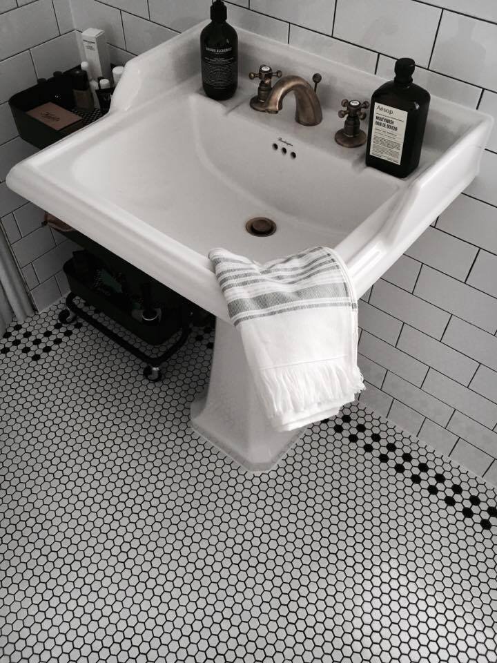 Mosaïque porcelaine hexagonale mini blanc — vue ambiance