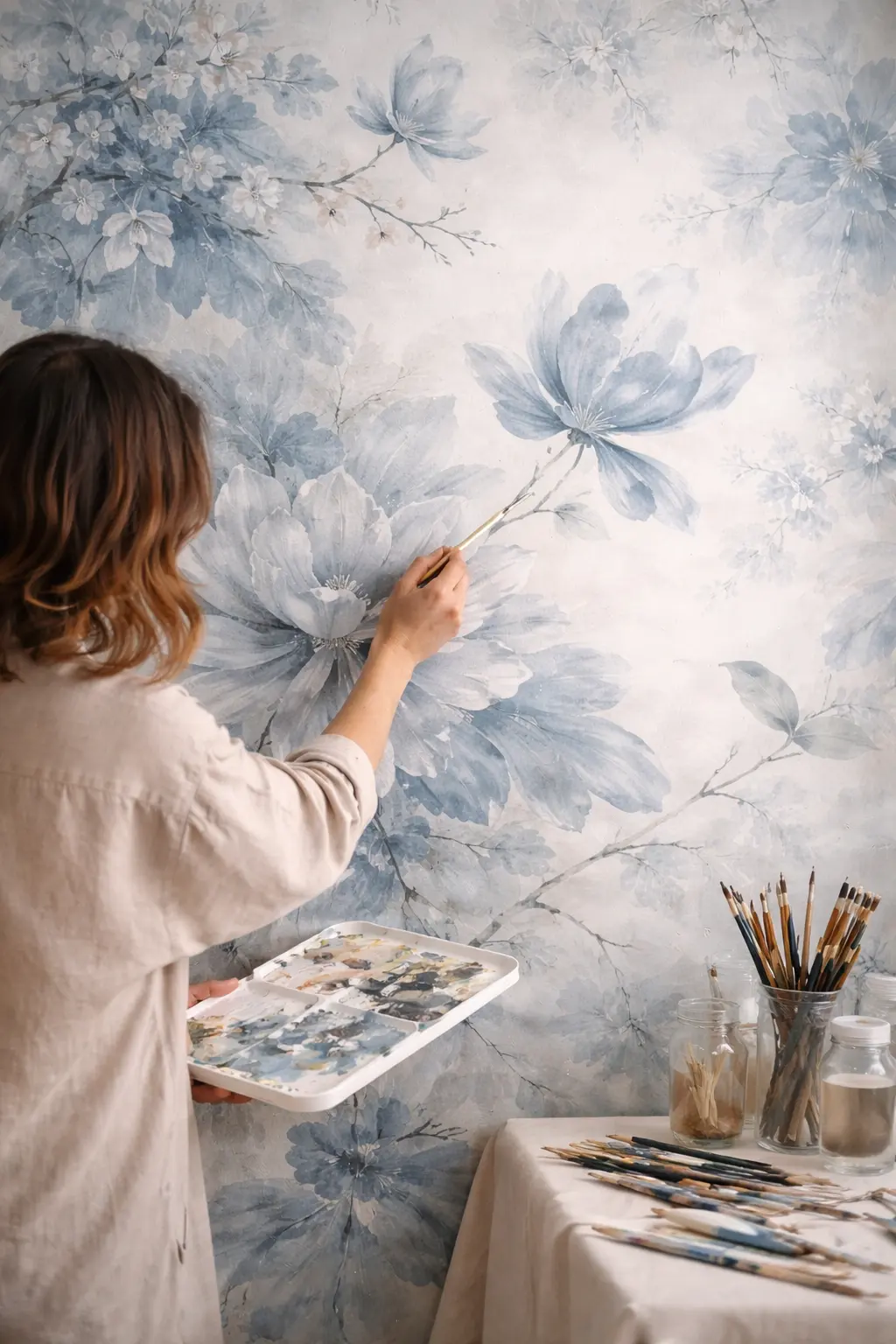 Papier peint peint à la main par un artiste partenaire
