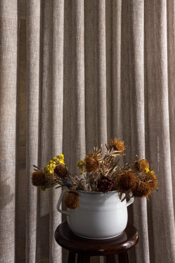 Rideau ARTANE uni en tissu naturel 45% polyester, 27% acrylique, 25% coton